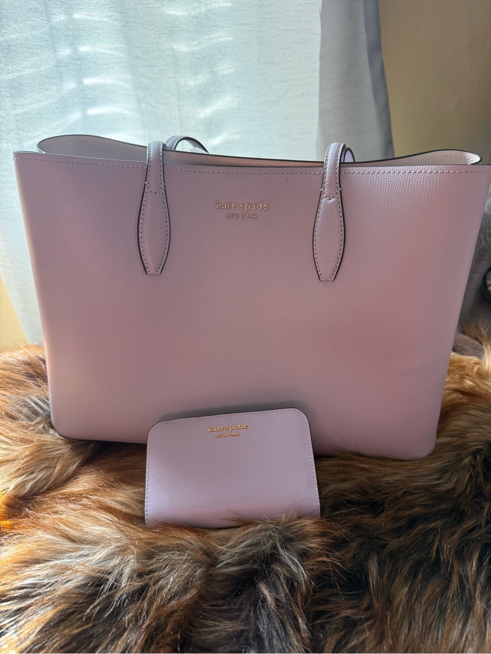 Kate Spade Lavender Satchel Tote and Wallet Set including Dust Bag